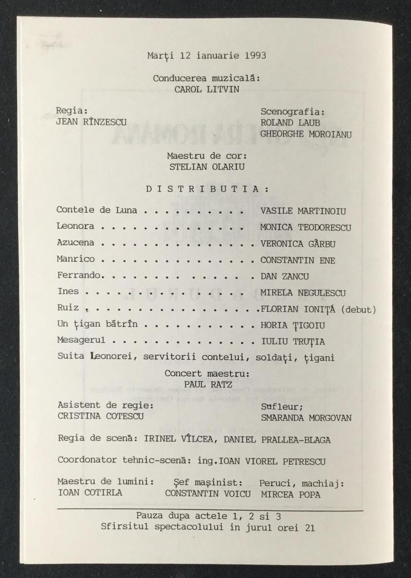 Contele de Luna în Trubadurul, 12 ian. 1993 (imaginea 1 din 3)
