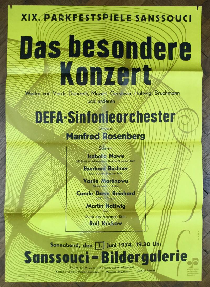 Concert la Potsam concert TV cu Orch. Cinematografiei DEFA Berlin - Galeriile Sansussy, 1 iun. 1974