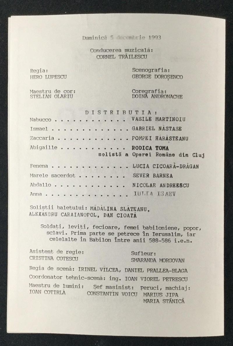 Nabucco în Nabucco, 5 dec. 1993 (imaginea 1 din 3)