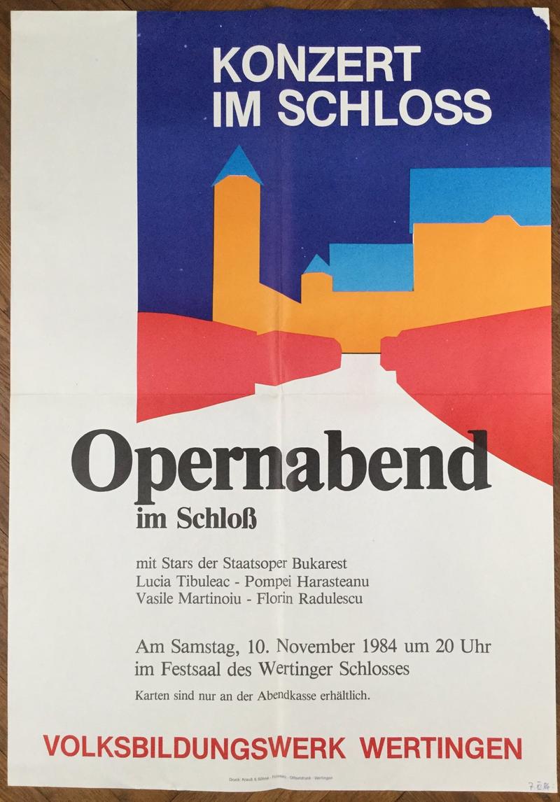 Concert Munchen cu Lucia Țibuleac, Pompeiu Hărășteanu și pianistul Florin Rădulescu, 10 nov. 1984