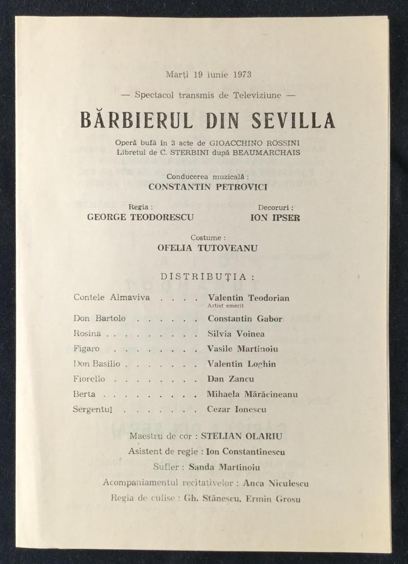 Figaro în Bărbierul din Sevilla, 19 iun. 1973