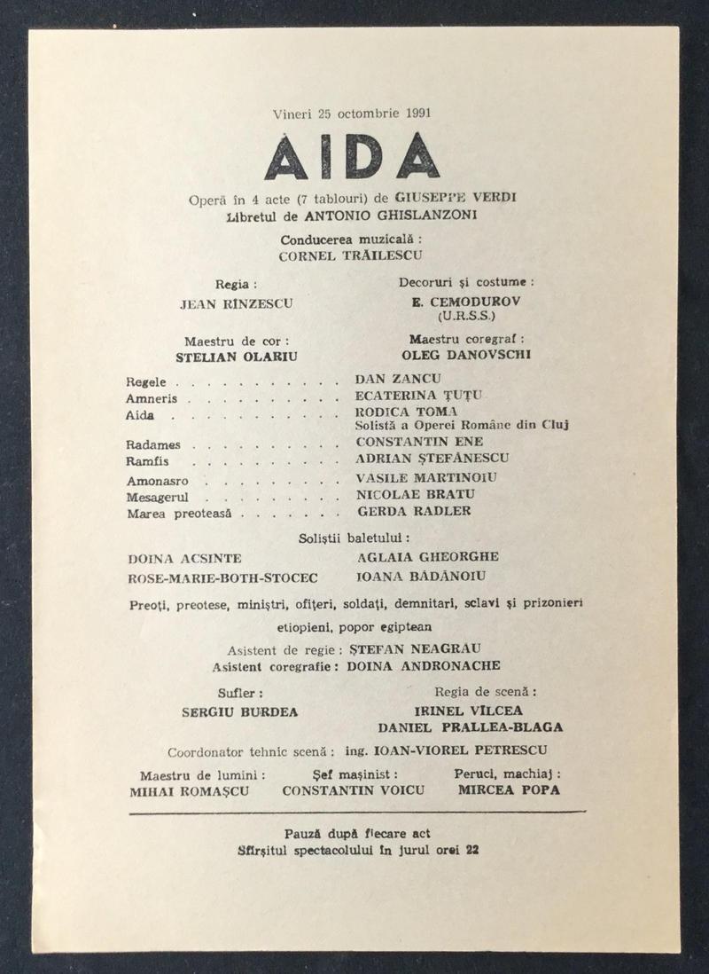 Amonastro în Aida, 25 oct. 1991