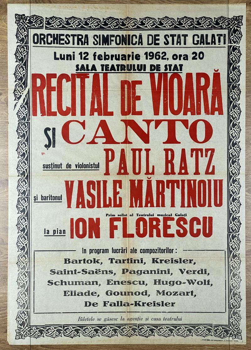 Recital de vioară și canto, 12 feb. 1962