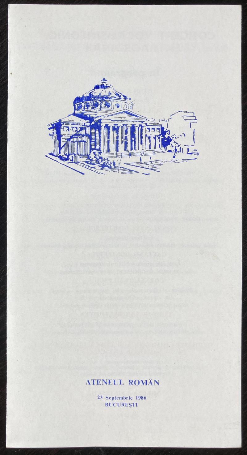 la Filarmonică (Ateneu) Spectacol de Gală pt. Congresul Chimiei, 23 sept. 1986 (imaginea 1 din 2)