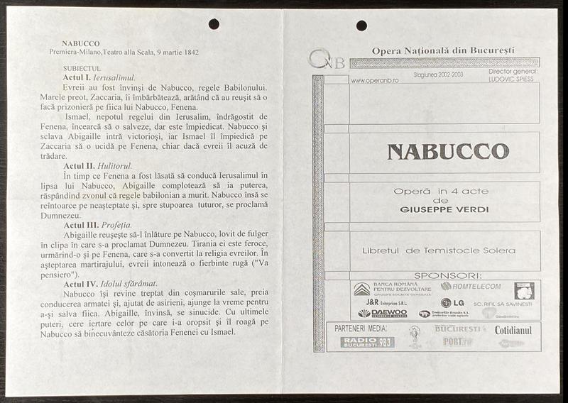 Nabucco în Nabucco, 16 mai 2003 (imaginea 2 din 2)
