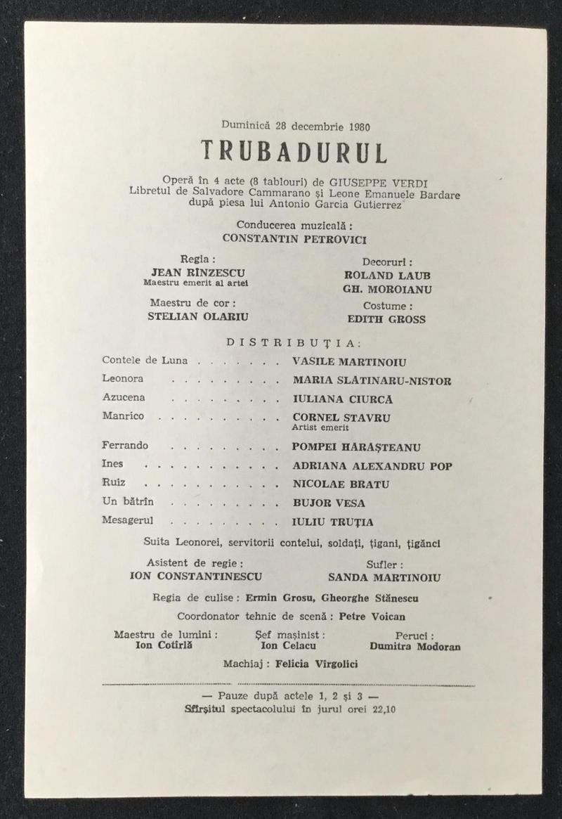 Contele de Luna în Trubadurul, 28 dec. 1980
