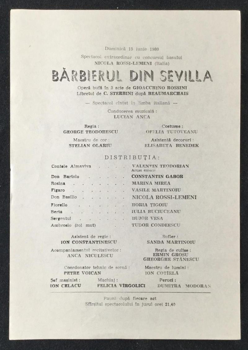 Figaro în Bărbierul din Sevilla, 15 iun. 1980