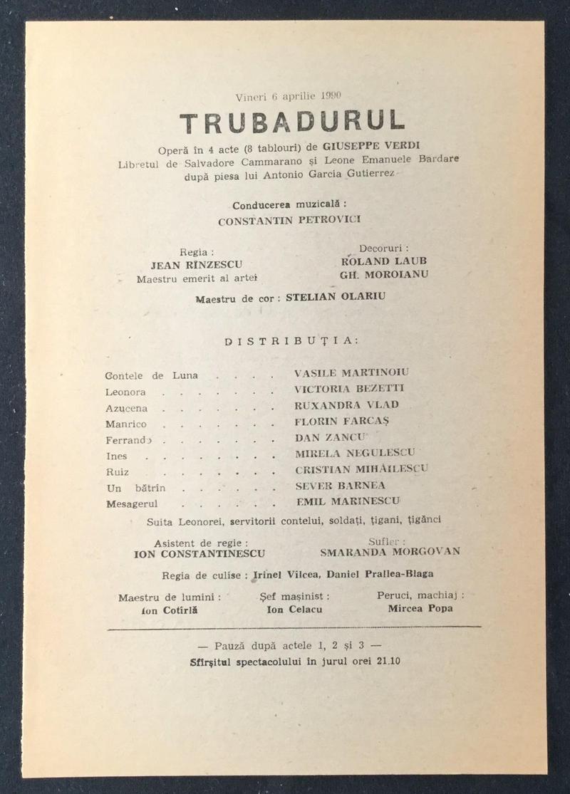 Contele de Luna în Trubadurul, 5 apr. 1990