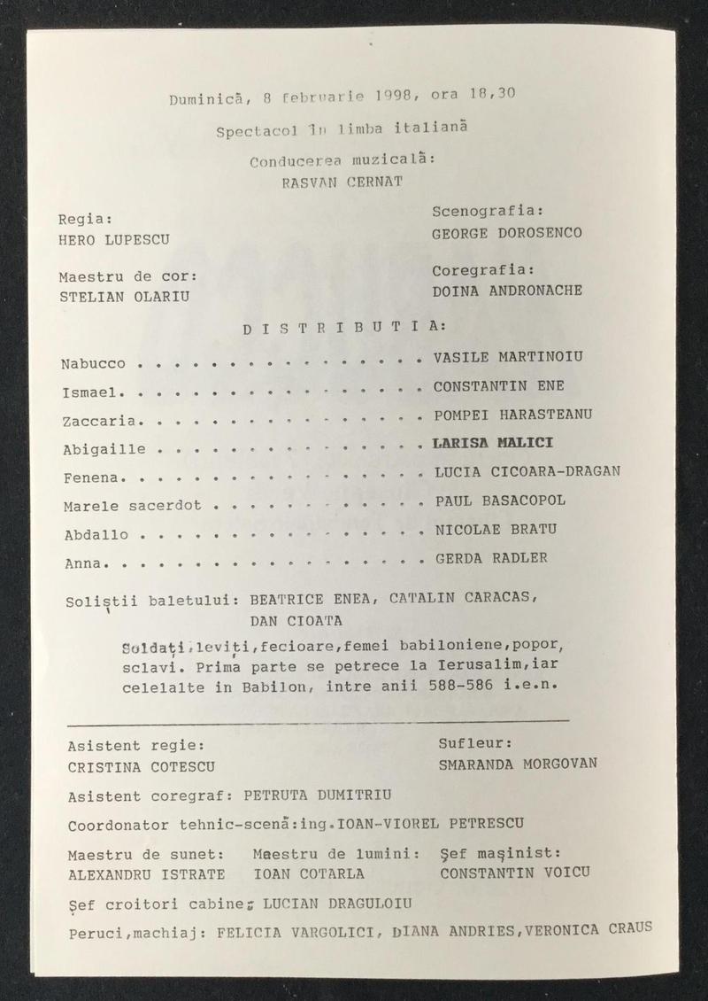 Nabucco în Nabucco, 8 feb. 1998 (imaginea 1 din 3)