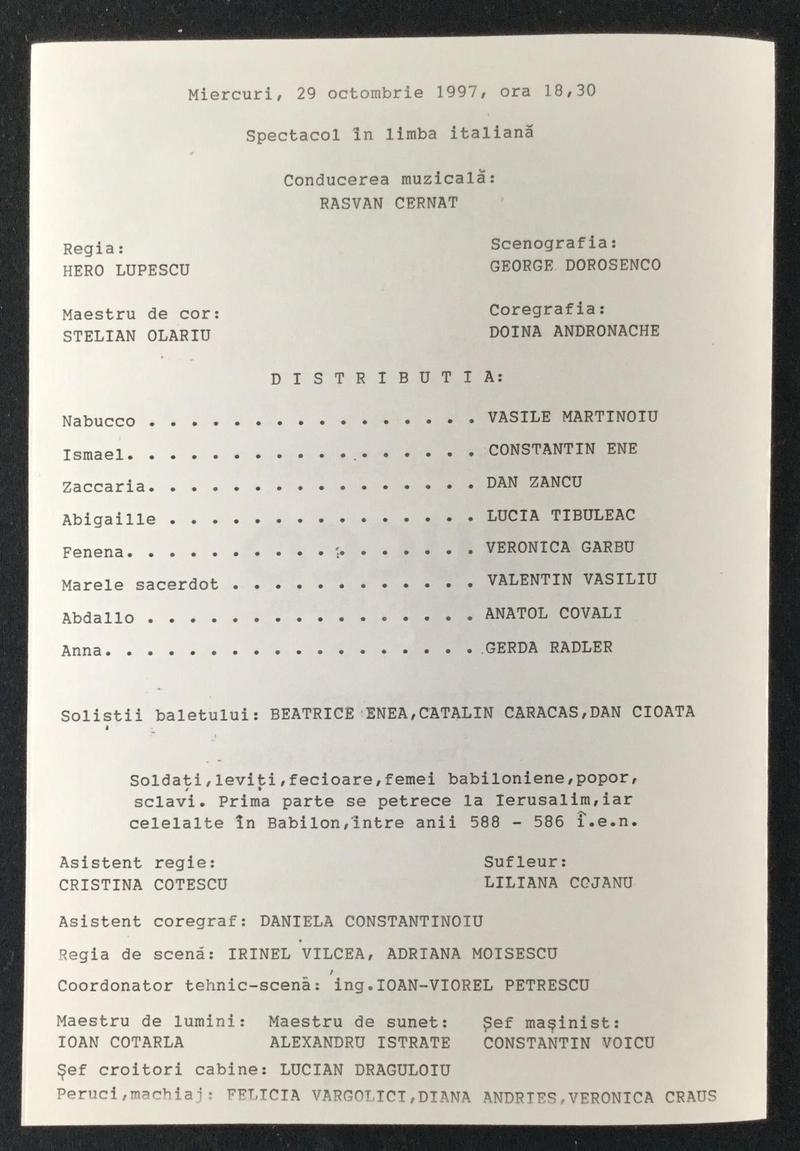 Nabucco în Nabucco, 29 oct. 1997 (imaginea 1 din 3)
