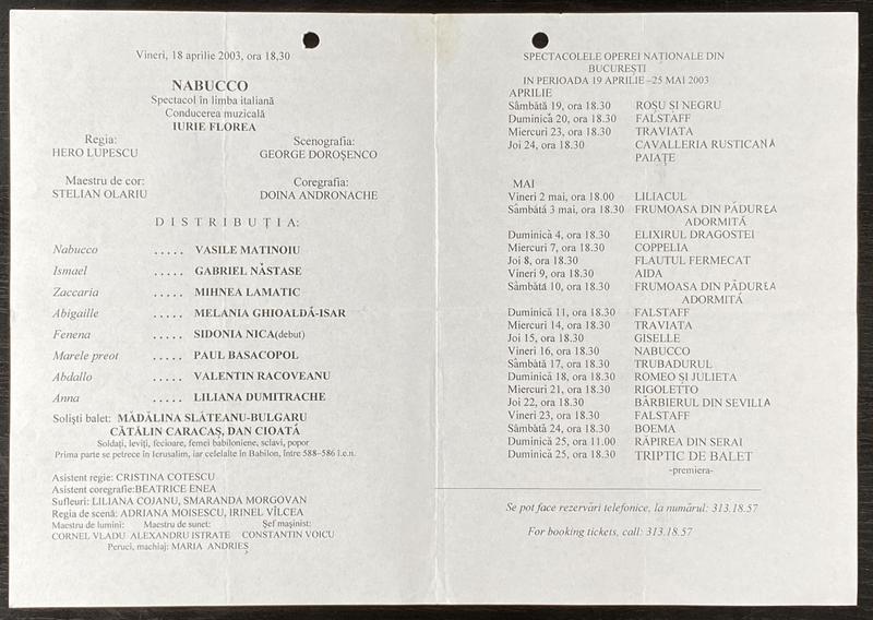 Nabucco în Nabucco, 18 apr. 2003