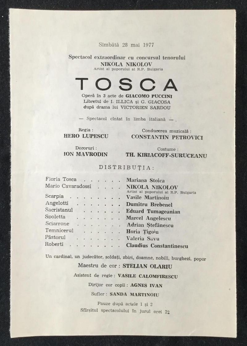 Scarpia în Tosca, 28 mai 1977