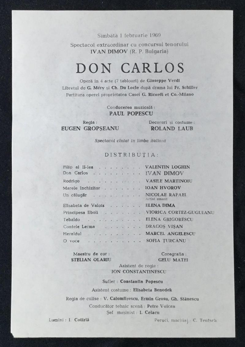 Rodrigo în Don Carlo, 1 feb. 1969 (imaginea 1 din 2)
