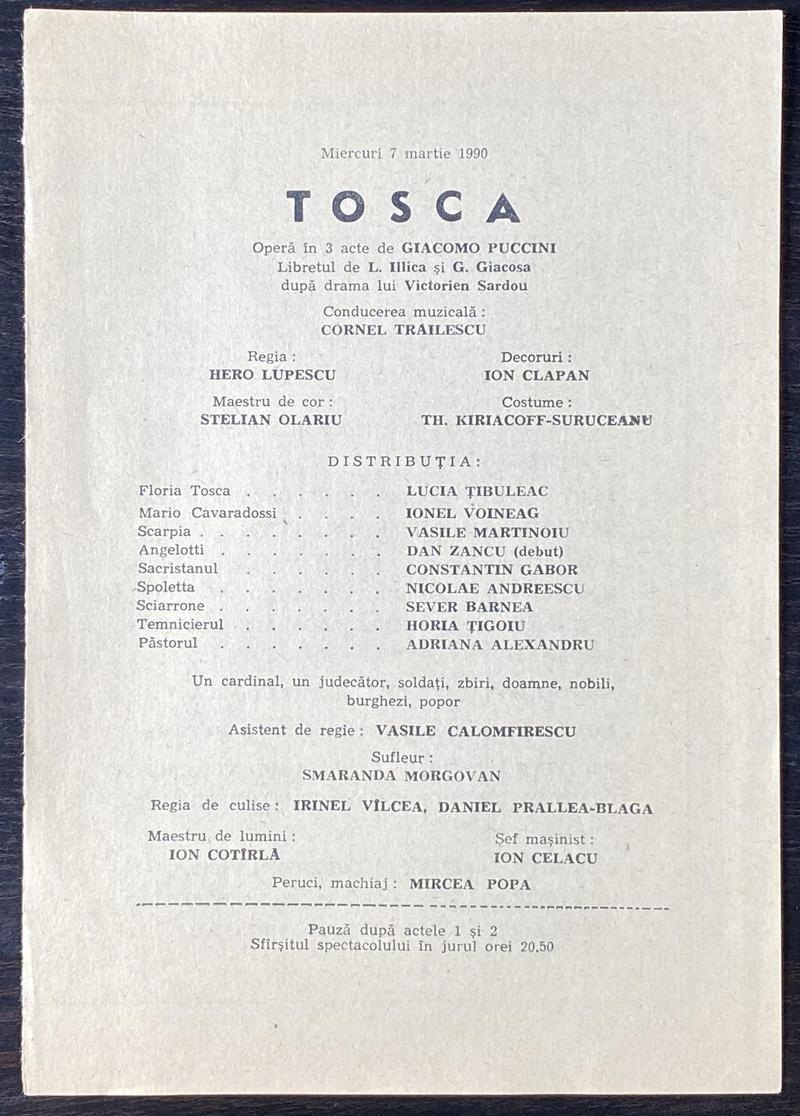 Scarpia în Tosca, 7 mar. 1990