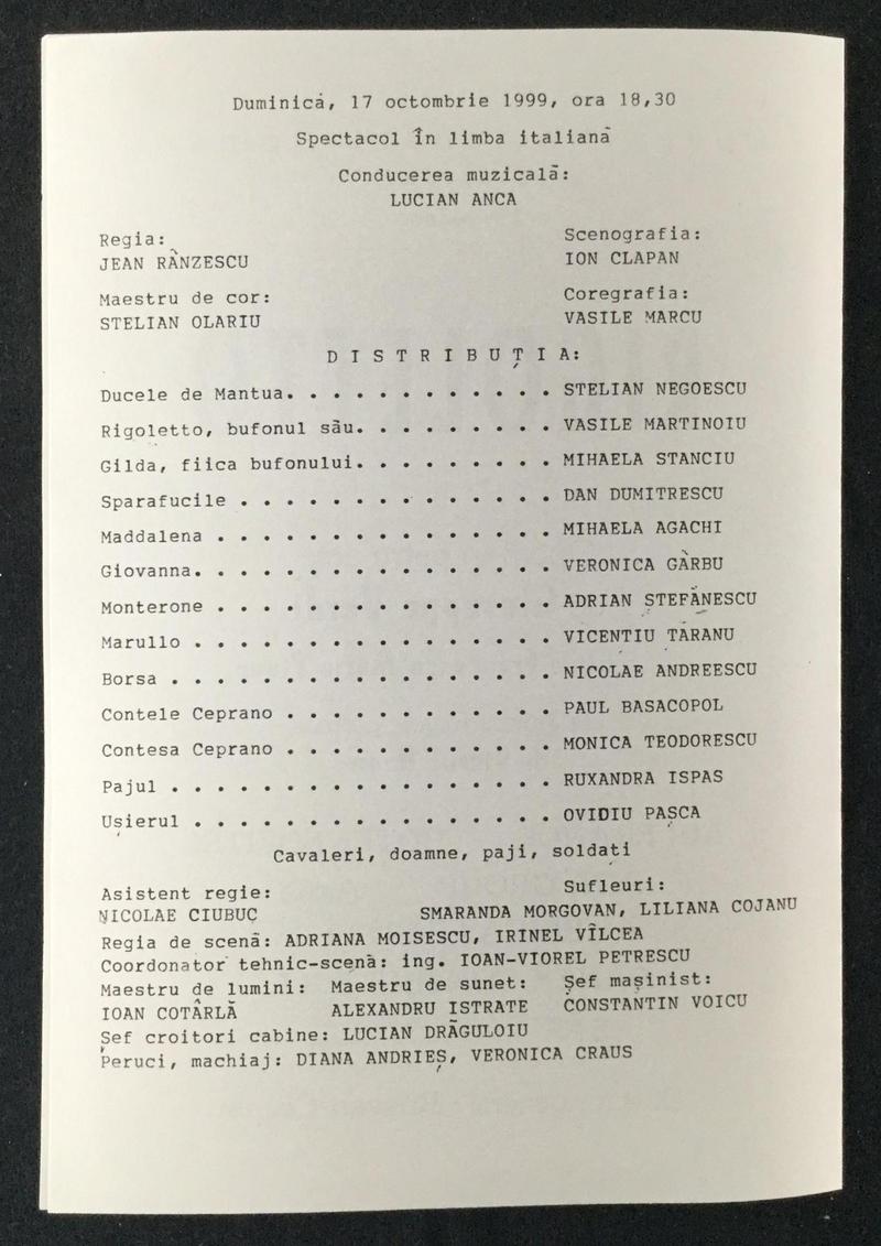 Rigoletto în Rigoletto, 17 oct. 1999 (imaginea 1 din 3)