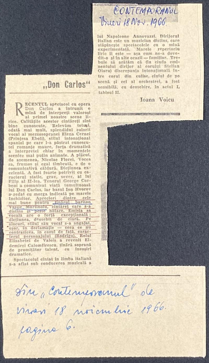 Rodrigo în Don Carlo, 11 nov. 1966
